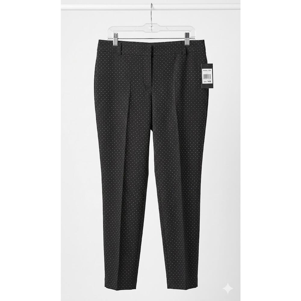 Jones New York Black Polka Dot Slim Leg Ankle Dress Pants NWT Size L